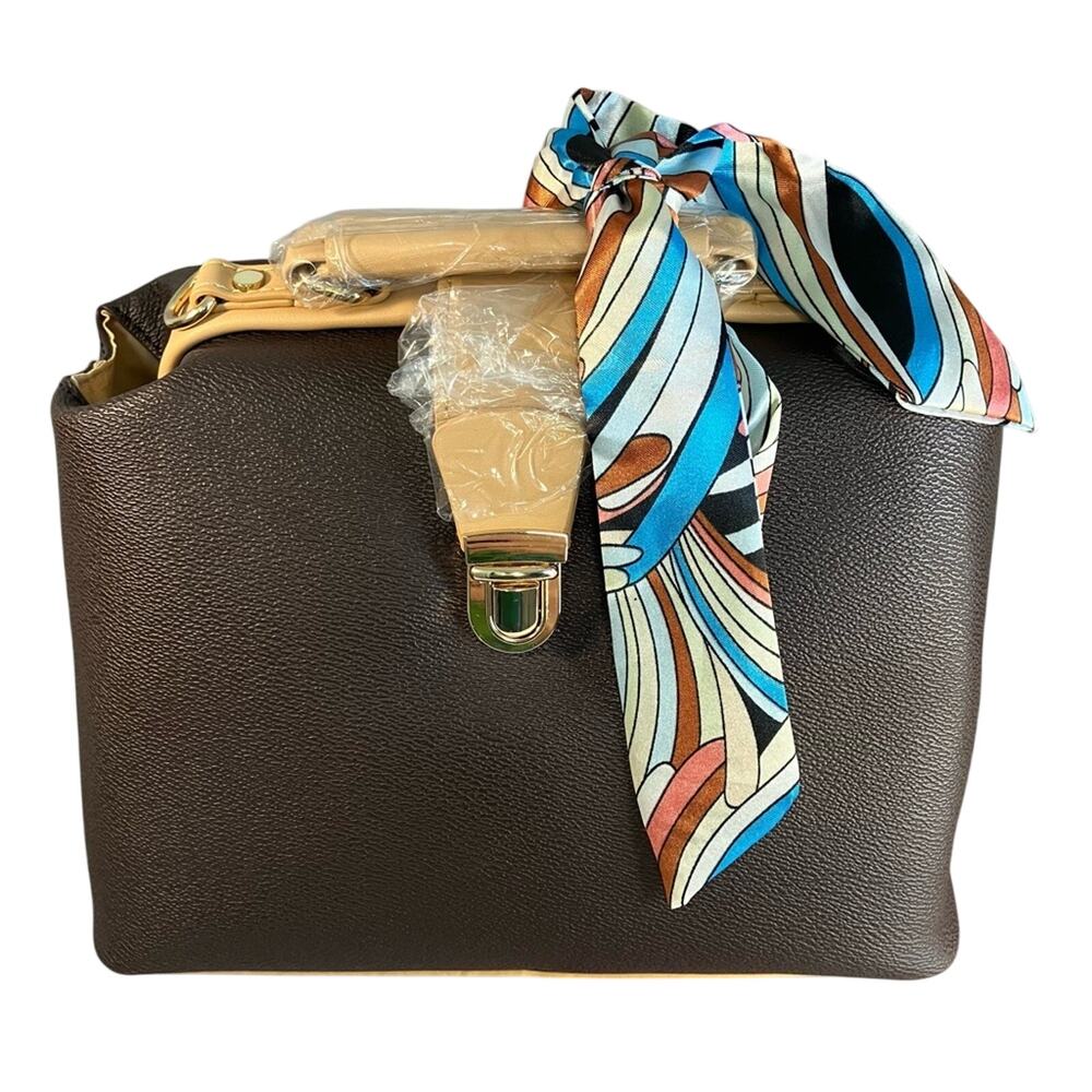 Vegan Leather Purse Dual Carry Petite Fashion Bag with Fashion Scarf